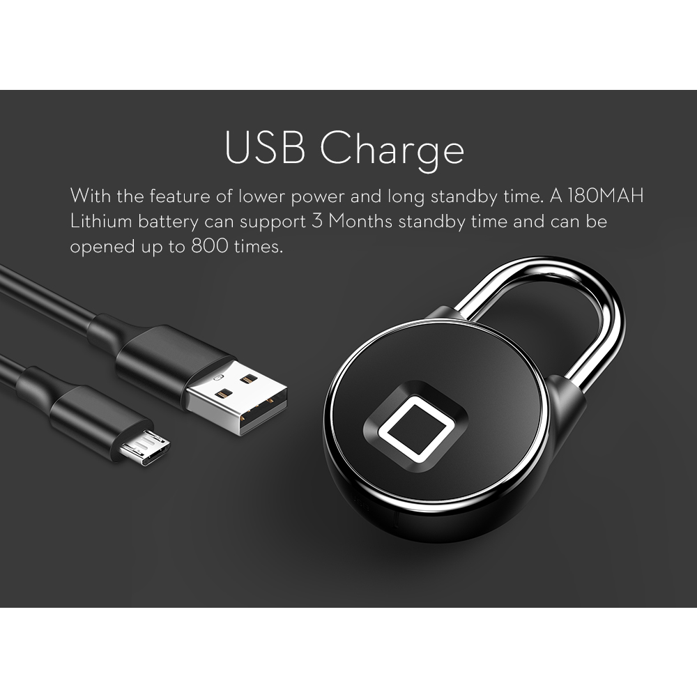 Bluetooth Rechargeable Fingerprint Padlock Bluetooth Rechargeable Fingerprint Padlock